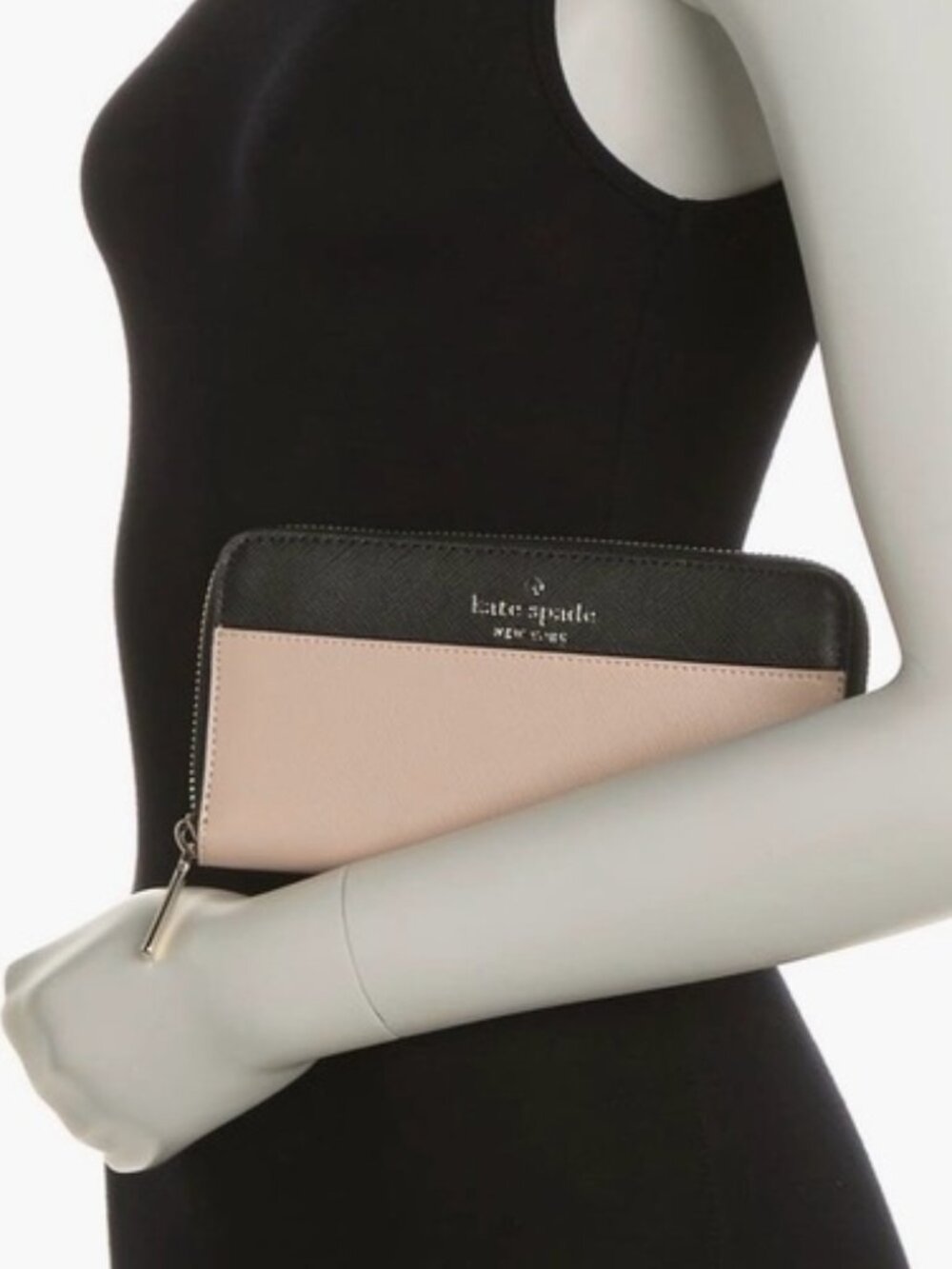 *NWT* Kate Spade Staci Continental Wallet Long zipper cream & Black - Picture 2 of 16